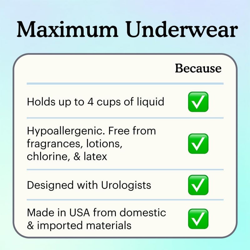 because Premium Maximum Plus Adult Incontinence and Postpartum Bladder Leak Underwear for Women, Maximum Absorbency, Disposable, Beige, XXLarge, 40 Count (4 Packs of 10) - Image 5